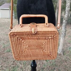 Tan Woven Crossbody Bag